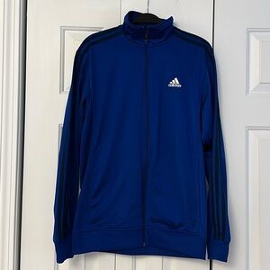 Blue & Black Striped ADIDAS Full Zip Track Jacket (S)